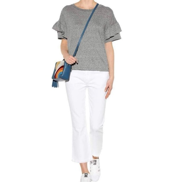 Current/Elliott Denim - Current/Elliott The Cropped Flip Flop Raw Hem Jeans in Sugar White Size 25